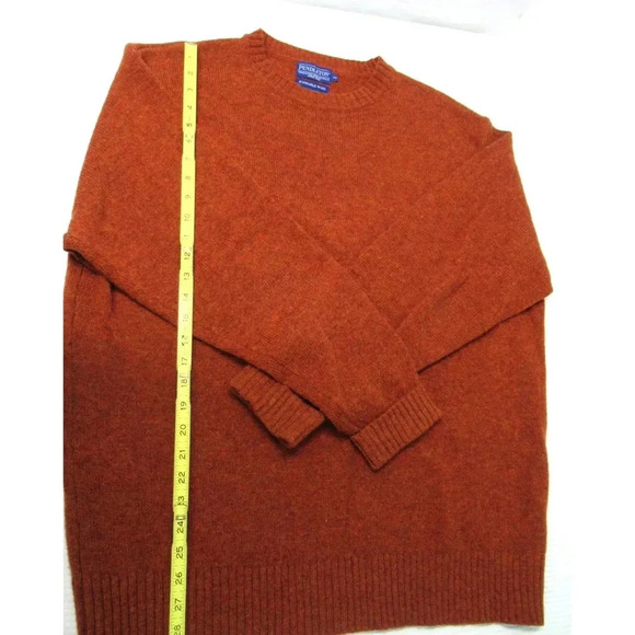 Pendleton Sweater Washable Crew Neck Men's 2XL Shetland Wool Dark Burnt Orange - Picture 1 of 6